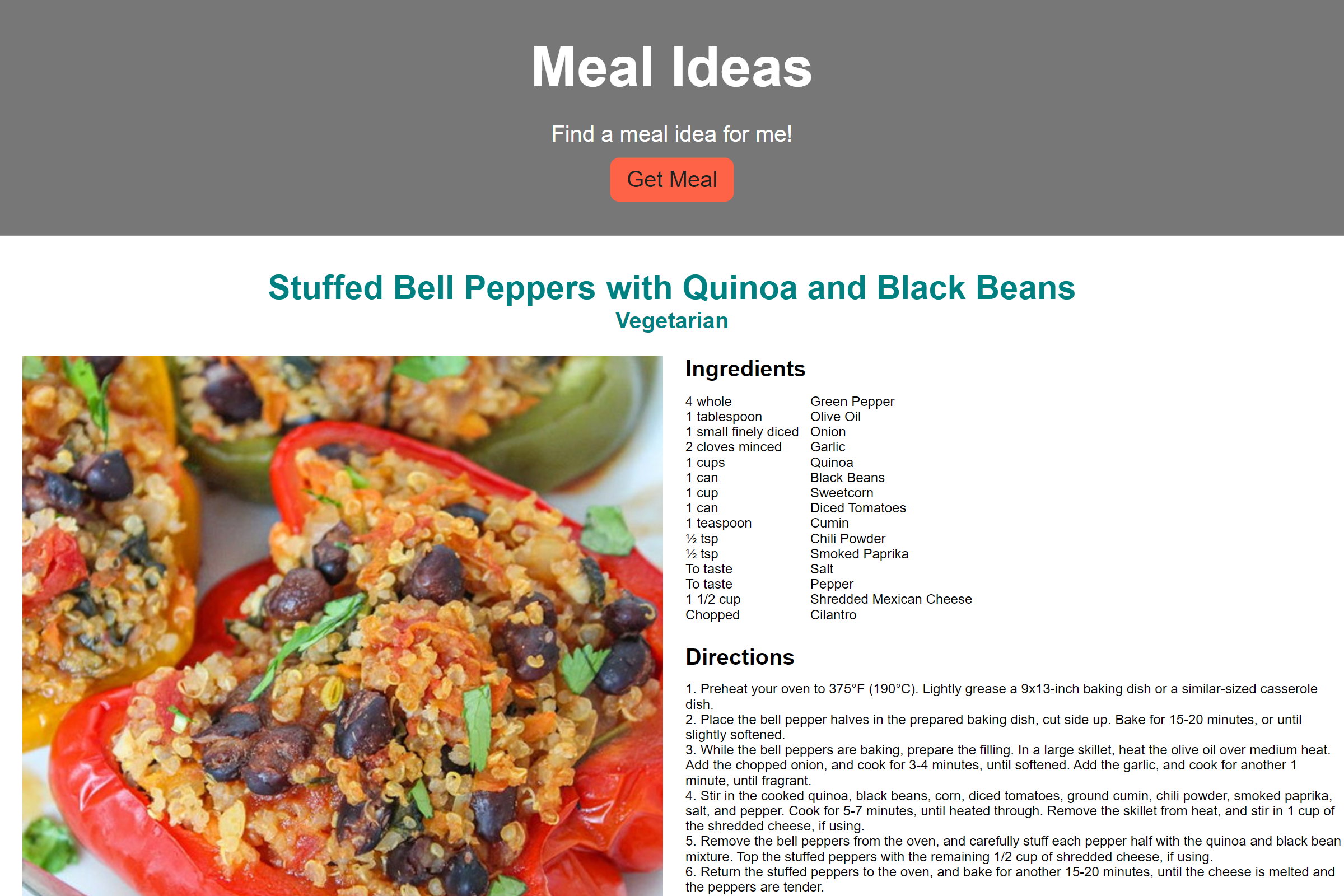 Meal Idea App screenshot