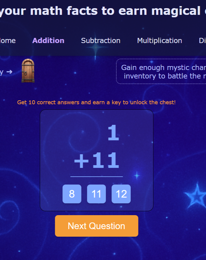 Math Facts Game screenshot